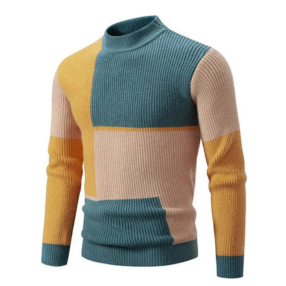 Men's Slim Fit Colorblock Jumper with Round Neckline | Ideal for Autumn/Winter